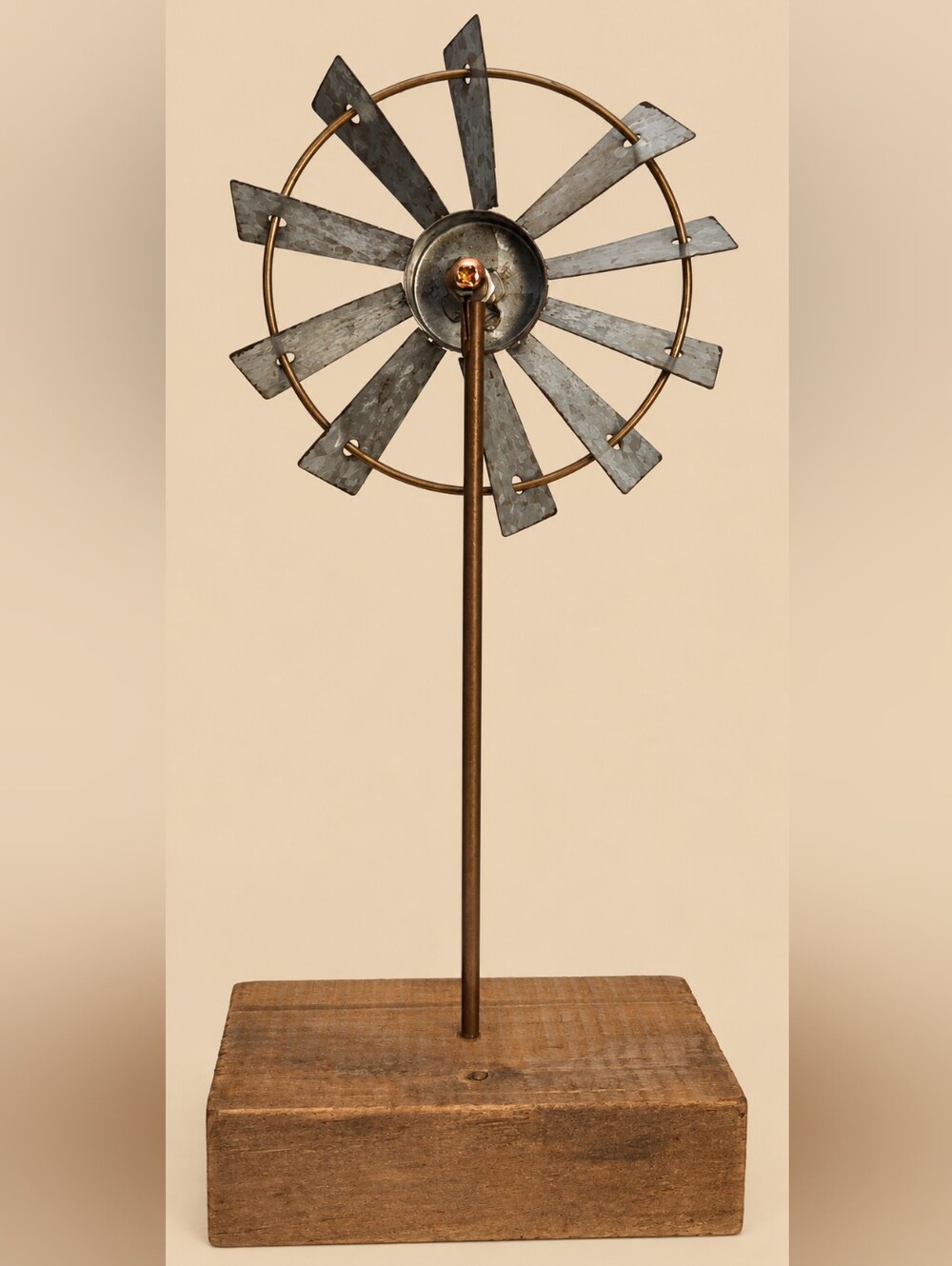 CWI Gifts Simple Windmill Table Sitter 10” Rustic Farmhouse Metal Wood Decor